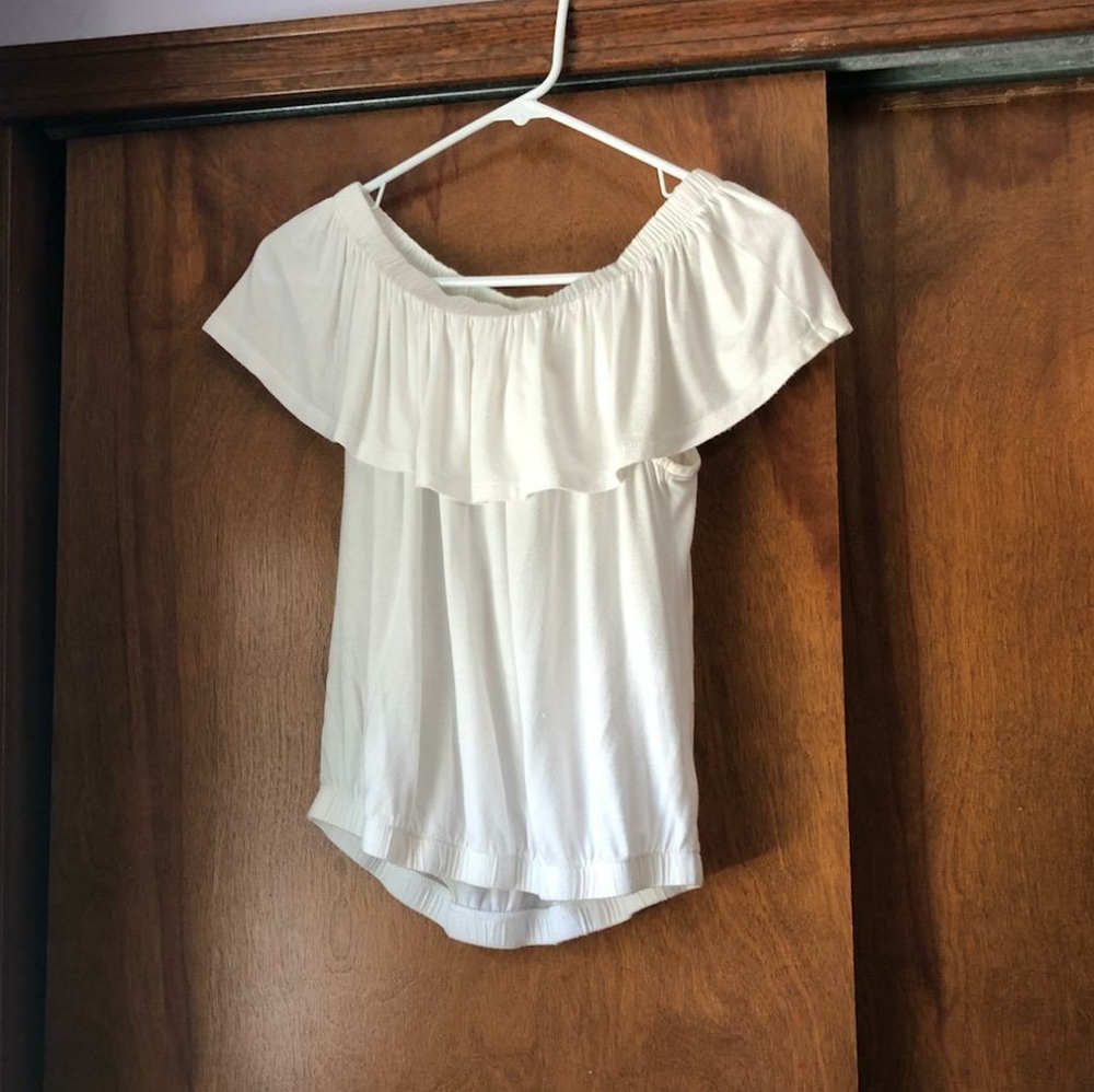White off-the-shoulder blouse